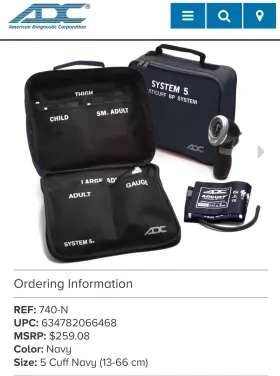 740-mcc1 Adc 740 System 5 Portable Sphyg Blood Pressure Monitor Kit With Adcuff Multi #2
