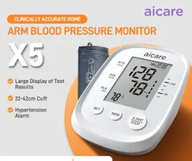 Ai Care X5 Bp Monitor X524111300771 Electronic Upper Arm Digital Blood Pressure White