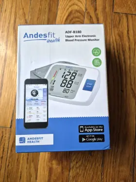 Adf-b180 Andesfit Health Blood Pressure Monitor Upper Arm Cuff White Bluetooth