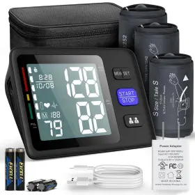 Aqeso 717211695504 Blood Pressure Monitor Upper Arm With 3 Size Cuffs Small 7 Inch -9 Medium/large