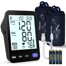 A01-bl Aqeso Blood Pressure Machine For Home Use 9 Inch -17 And 13 -21 2 Size Cuffs Included
