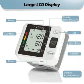 Bsx312 Arsimai Wrist Accurate Automatic High Blood Pressure Monitors Portable Lcd Screen Irr #2