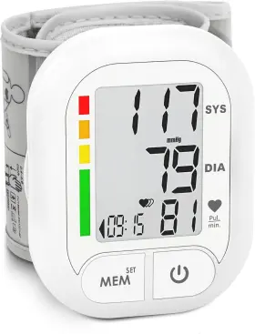 Benecen 445014123124 Blood Pressure Monitor Adjustable Wrist Cuff 199 Memory Digital Lcd White