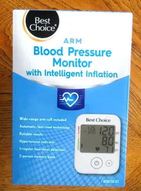 Best Choice 070038668015 Blood Pressure Monitor Intelligent Inflation Arm 2 Person Tracking