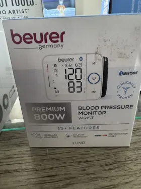 Bc54w Beurer Premium 800w Blood Pressure Monitor Wrist White Smart Bluetooth Open Box