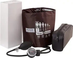 Brand 445036284216 Lumeon Deluxe Aneroid Sphygmomanometer Blood Pressure With Cuff Thigh Brown