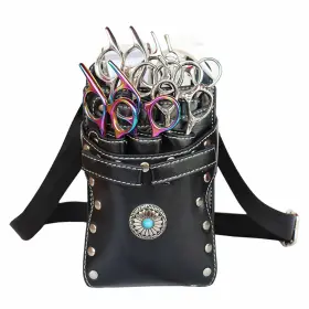 Brrnoon3e9fgkoth-0b Brrnoo Hairstylist Waist Bag 7-slot Pu Leather Barber Scissors Tool Shear Holde