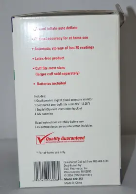Cvs 050428062289 Blood Pressure Monitor Manual Inflate Instructions 4 Aa Batteries Accurate #2
