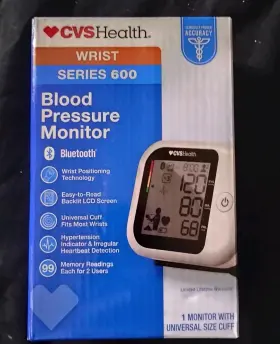 Cvs-1987 Cvs 050428351987 Health Series 600 -blood Pressure Monitor - Bluetooth- Wrist/arm New Sealed