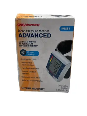 Cvs 050428366738 Health Wrist Series Blood Pressure Monitor Advanced Universal Size