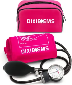 Dixie Ems 445015231200 Deluxe Aneroid Sphygmomanometer Blood Pressure D-ring Cuff - Pink