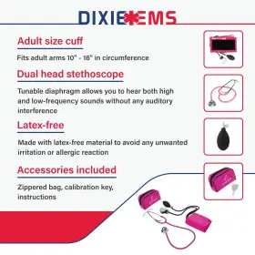 Dixie Ems 761290281196 Aneroid Sphygmomanometer And Dual Head Stethoscope Set With Adult Size Cuff #2