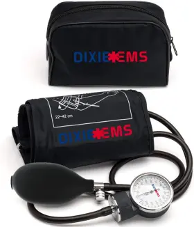 Dixie Ems 843484123847 Deluxe Aneroid Sphygmomanometer Blood Pressure D-ring Cuff - Black
