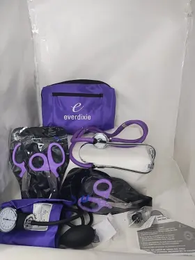 Zhe920pur Dixie Ems Adult Bp Cuff Dual Head Stethoscope And Blood Pressure Kit W-4 Sizers
