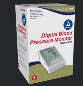 7096 Dynarex Digital Blood Pressure Monitor Batteries Included Upper Arm