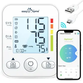 Easy Home 810038634647 Blood Pressure Monitor Bluetooth Extra Large White Grey