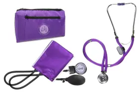 Elite Medical Instruments Emi 859443003167 Professional Deluxe Purple Aneroid Sphygmomanometer And Sprague Rappaport