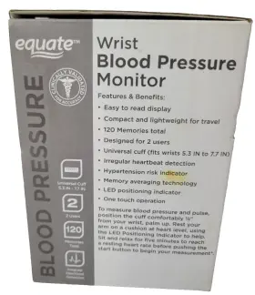 736792 Equate 4500 Series Wrist Blood Pressure Monitor Large Display Compact For Travel #3