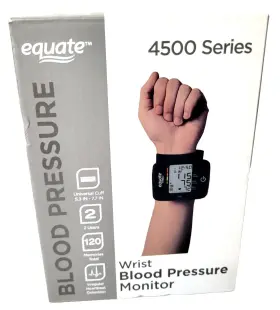 736792 Equate 4500 Series Wrist Blood Pressure Monitor Large Display Compact For Travel