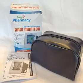92-76005 Freds Pharmacy Digital Blood Pressure Arm Monitor Nos In Storage Bag