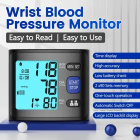 Guaever 707630464751 Blood Pressure Monitor Wrist Cuff Automatic Bp Machine With Ba #2
