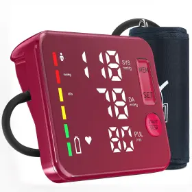 Guaever 733437192771 Blood Pressure Monitor Rechargeable Upper Arm Cuff 8.7-16.5 Inch Memory Red