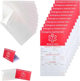 N20230608-2 Hohphq 10 Pack Red Medication List Card With Sleeves For Family Members Like