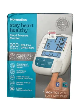 Bpa-100ahbt-wt Homedics New Relax Upper Arm 900 Series Blood Pressure Monitor