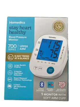Bpa-100trbt Homedics Blood Pressure Monitor 700 Series Upper Arm Cuff Large Display Nib