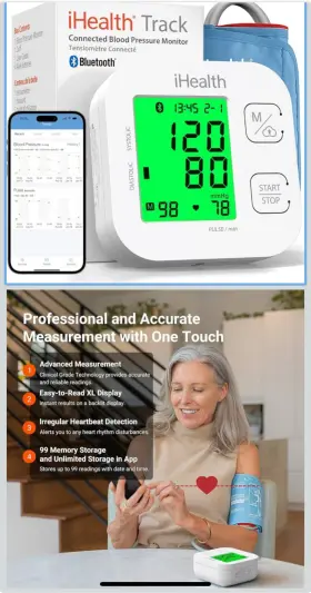 Ihealth 852937004455 Lcd Digital Wrist Blood Pressure Monitor Home Cuff Kit