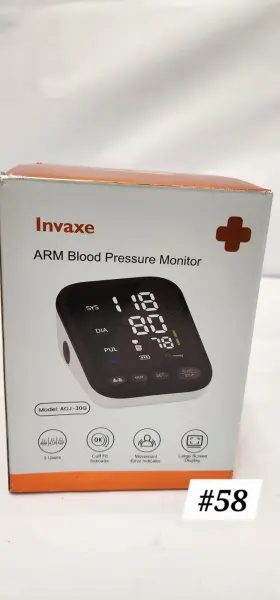 A0j-30g Invaxe Arm Blood Pressure Monitor Pulse Rate Large Led Screen Ret 81.99