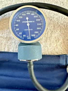 50280 Japan Cobalt Blue Sphygmomanometer Blood Pressure Monitor Gauge And Cuff #3