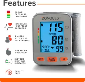 Kbp-2910w Konquest Automatic Wrist Blood Pressure Monitor 1 Count Pack Of #2