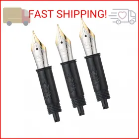 Lanxivi 3nsg548vf03 Set Of 3 Jinhao #5 Fountain Pen Replacement Fine Nib With Black Section Feed Gol