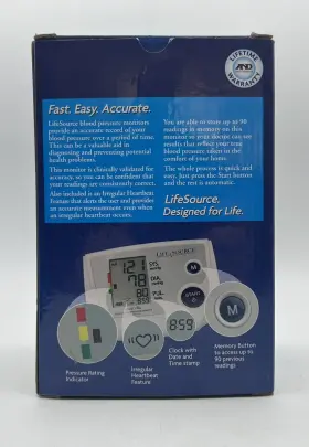 Lifesource 093764600470 Life Source Advanced One Step Blood Pressure Monitor In Box Medium Cuff Digital #3