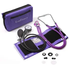 11c-1913-o.4 Lotfancy Aneroid Sphygmomanometer With Stethoscope Kit 3 Piece Set Purple