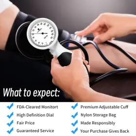 Luanerl 721678928976 Manual Blood Pressure Cuff Adult 9 Inch -21 Inches 22-53cm Large/xl - Aneroid #2