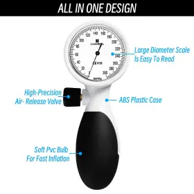 Luanerl 721678928976 Manual Blood Pressure Cuff Adult 9 Inch -21 Inches 22-53cm Large/xl - Aneroid #3