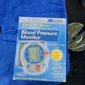 Mabis 04-228-001 Smartread Plus Digital Wrist Blood Pressure Monitor Blue Memory
