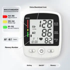 Mbupai 753289192187 Monitor Digital Wrist Bp Machine Automatic Cuff With 2 Users 180 Memory Vo #3