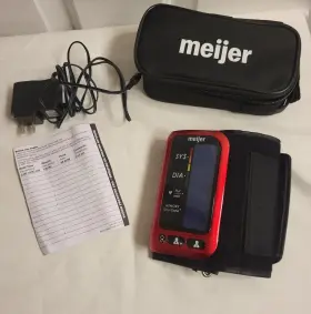74-509 Meijer Premium Rechargeable Blood Pressure Monitor With Charger And Carry Case