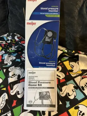 74-5502 Meijer Manual Analog Blood Pressure Monitor Kit Large Adult Arm Cuff Black