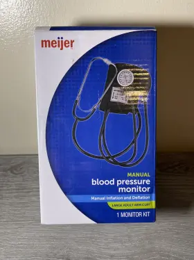 92-74005 Meijer Blood Pressure Home Kit Sphygmomanometer Stethoscope New In Original Box