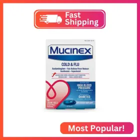 Mucinex 6382405033 Cold And Flu High Blood Pressure Liquid Gels 16 Ct