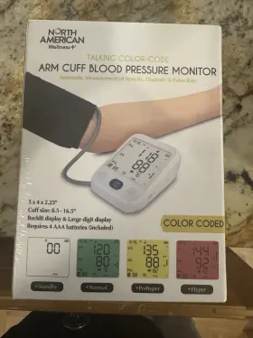 North American Wellness 017874051861 Talking Color Coded Cuff Blood Pressure Monitor Digital