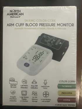 Jb5252 North American Wellness Arm Cuff Blood Pressure Monitor