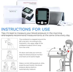 Nouyan 762917671932 Wrist Monitor Automatic Kit Bpcuff Carrying Case For Home Use 90 Readings Memory #3
