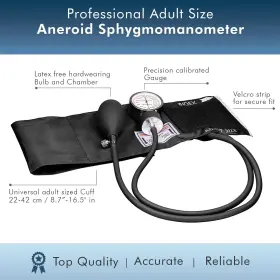Novamedic 804595002209 Professional Black Adult Size Machine 8.7 Inch -16.5 Aneroid Sphygmomanometer S #2
