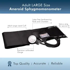 Novamedic 804595002216 Professional Black Large Adult Size Blood Pressure Machine Aneroid Sphygmoma #2