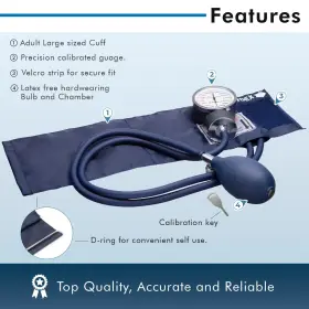 Novamedic 804595002278 Large Adult Size Self Taking Blue Machine And Stethoscope Kit Manual Bp Moni #2
